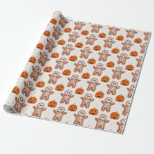 Halloween Skelet Gemberkoek & Jack-o-Lantern  Cadeaupapier (Uitgerold)