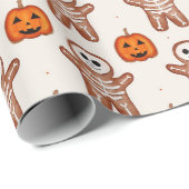 Halloween Skelet Gemberkoek & Jack-o-Lantern  Cadeaupapier (Rol Hoek)