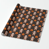 Halloween Skelet Gemberkoek & Jack-o-Lantern  Cadeaupapier (Uitgerold)