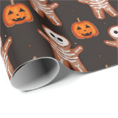 Halloween Skelet Gemberkoek & Jack-o-Lantern  Cadeaupapier (Rol Hoek)