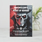 Halloween skelet geraakt man schedel gezicht gloei kaart (Staand voorkant)