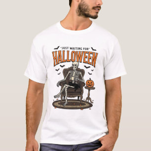 Halloween skelet gewoon wachtend grappig vintage_1 t-shirt