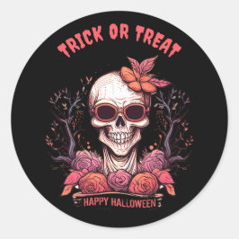 Halloween Skelet Gezicht Gotische Schedel Ronde Sticker