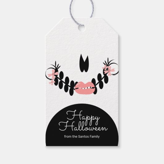 Halloween Skelet gezicht Sinterklaas snoep Cadeaulabel (Voorkant)