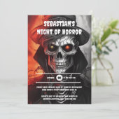 Halloween skelet gezicht spookachtig gothic monste kaart (Staand voorkant)