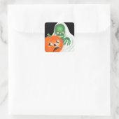 Halloween Skelet Ghoul en Pompoen Vierkante Sticker (Tas)