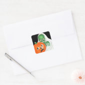 Halloween Skelet Ghoul en Pompoen Vierkante Sticker (Envelop)