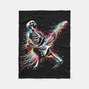 Halloween Skelet Gitaar spelen - Rock and Roll Fleece Deken