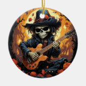 Halloween Skelet Gitaar spelen - Rock and Roll Keramisch Ornament (Voorkant)