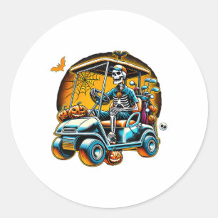 Halloween skelet golfkarretje golfer ronde sticker