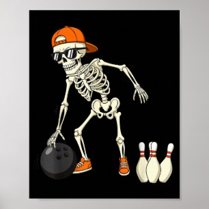 Halloween Skelet Grappige Bowling Liefhebbers Voor Poster