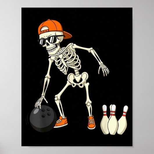 Halloween Skelet Grappige Bowling Liefhebbers Voor Poster (Voorkant)