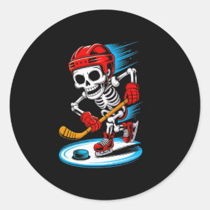 Halloween skelet grappige hockey shirt voor tiener ronde sticker