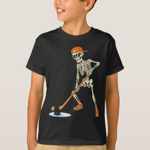 Halloween skelet grappige hockey voor jongens tien t-shirt