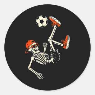 Halloween skelet grappige voetbalshirt voor tiener ronde sticker