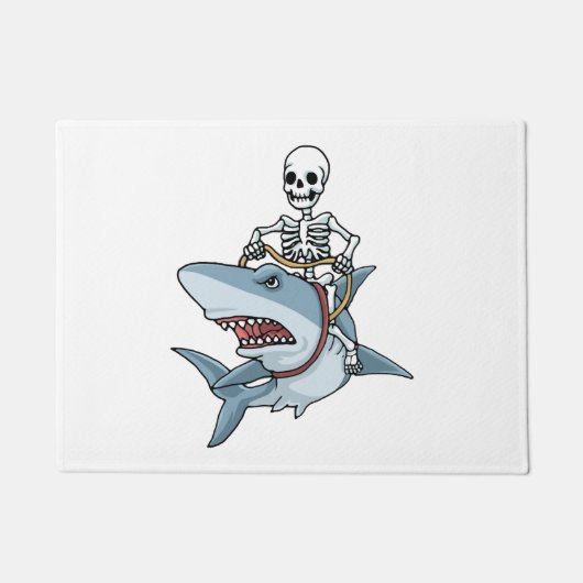 Halloween Skelet Haai Grappig Halloween Gift Deurmat (Voorkant)