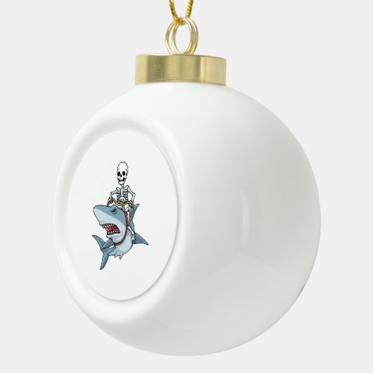 Halloween Skelet Haai Grappig Halloween Gift Keramische Bal Ornament (Rechts)