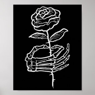 Halloween Skelet Hand Roos Gothic Kostuum Vrouwen Poster