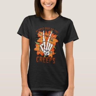 Halloween Skelet Hand Val Mensen Geven Me De Krieb T-shirt