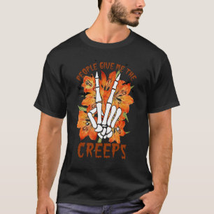 Halloween Skelet Hand Val Mensen Geven Me De Krieb T-shirt