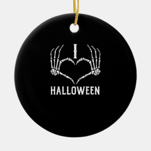 Halloween Skelet Handen Hart Schattigee Vrouwen Me Keramisch Ornament (Voorkant)