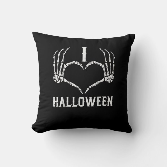 Halloween Skelet Handen Hart Schattigee Vrouwen Me Kussen (Voorkant)
