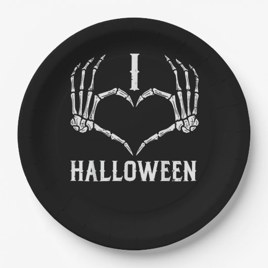 Halloween Skelet Handen Hart Schattigee Vrouwen Me Papieren Bordje (Voorkant)