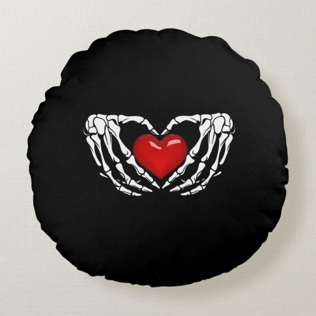 Halloween Skelet Handen Rond Hart Kussen (Voorkant)