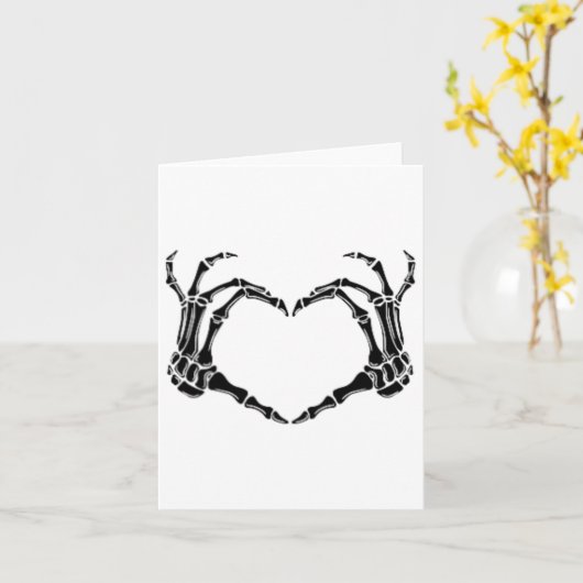 Halloween Skelet Hart Handen Kaart (Gele Bloem)