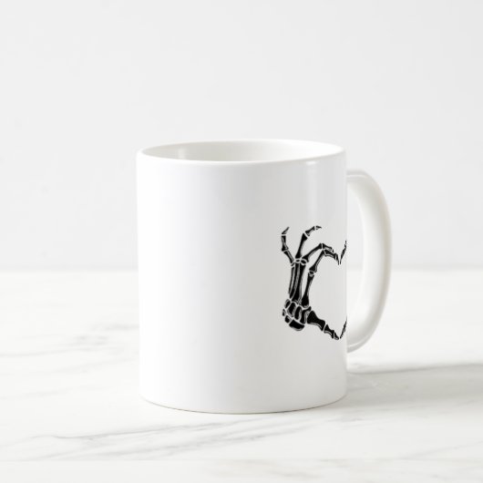 Halloween Skelet Hart Handen Koffiemok (Voorkant rechts)