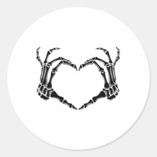 Halloween Skelet Hart Handen Ronde Sticker