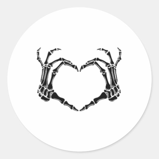 Halloween Skelet Hart Handen Ronde Sticker (Voorkant)