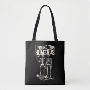 Halloween skelet heb grappige opperarmbeen kostuum tote bag