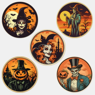 Halloween Skelet Heks & Pompoen Stickerblad – Labels