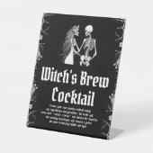 Halloween Skelet Heksenbrouwsel Cocktail Bord Reclamebord Met Voetstuk (Voorkant)