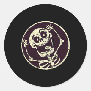 Halloween Skelet - Hilarische Retro Costu Ronde Sticker