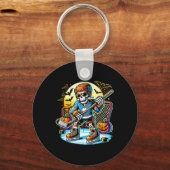 Halloween Skelet Hockey (1) Sleutelhanger (Voorkant)