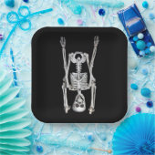Halloween skelet hoofdstand papieren bordje (Feest)