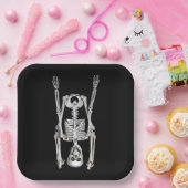Halloween skelet hoofdstand papieren bordje (Feest)