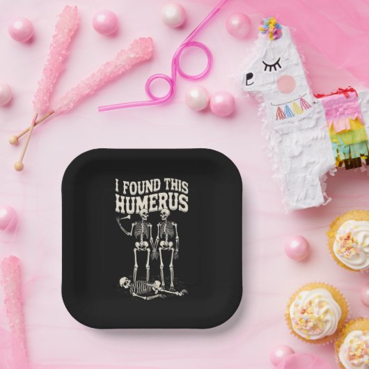 Halloween skelet Ik vond humerus grappig kostuum Papieren Bordje (Feest)