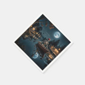 Halloween skelet in een roeiboot servet (Hoek)