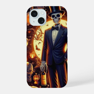 Halloween Skelet in een Tux met een hoge hoed iPhone 15 Case
