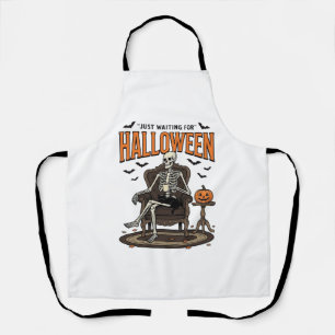 Halloween skelet is gewoon aan het wachten Grappig Schort