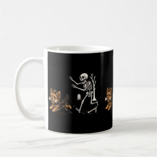 Halloween Skelet Jachtende Yorkie Hond Griezelig H Koffiemok