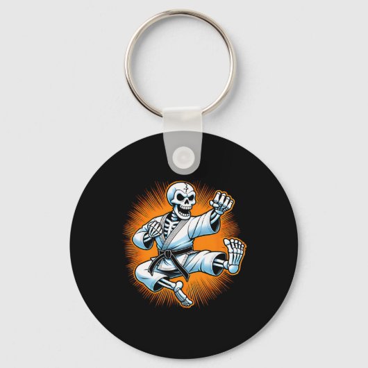 Halloween Skelet Karate 1 Sleutelhanger (Voorkant)