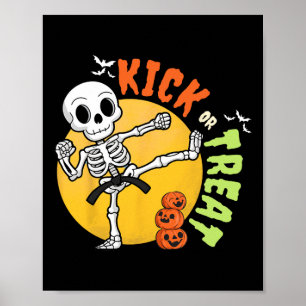 Halloween Skelet Karate Trap Kick Martial Art Taek Poster