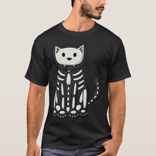 Halloween Skelet Kat T-shirt (Voorkant)