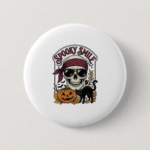 Halloween Skelet Kat Vintage Pompoen Grafisch_1 Ronde Button 5,7 Cm