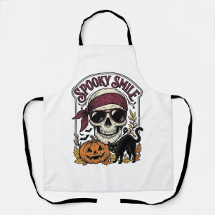 Halloween Skelet Kat Vintage Pompoen Grafisch_1 Schort