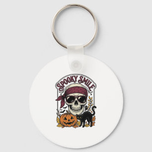 Halloween Skelet Kat Vintage Pompoen Grafisch_1 Sleutelhanger